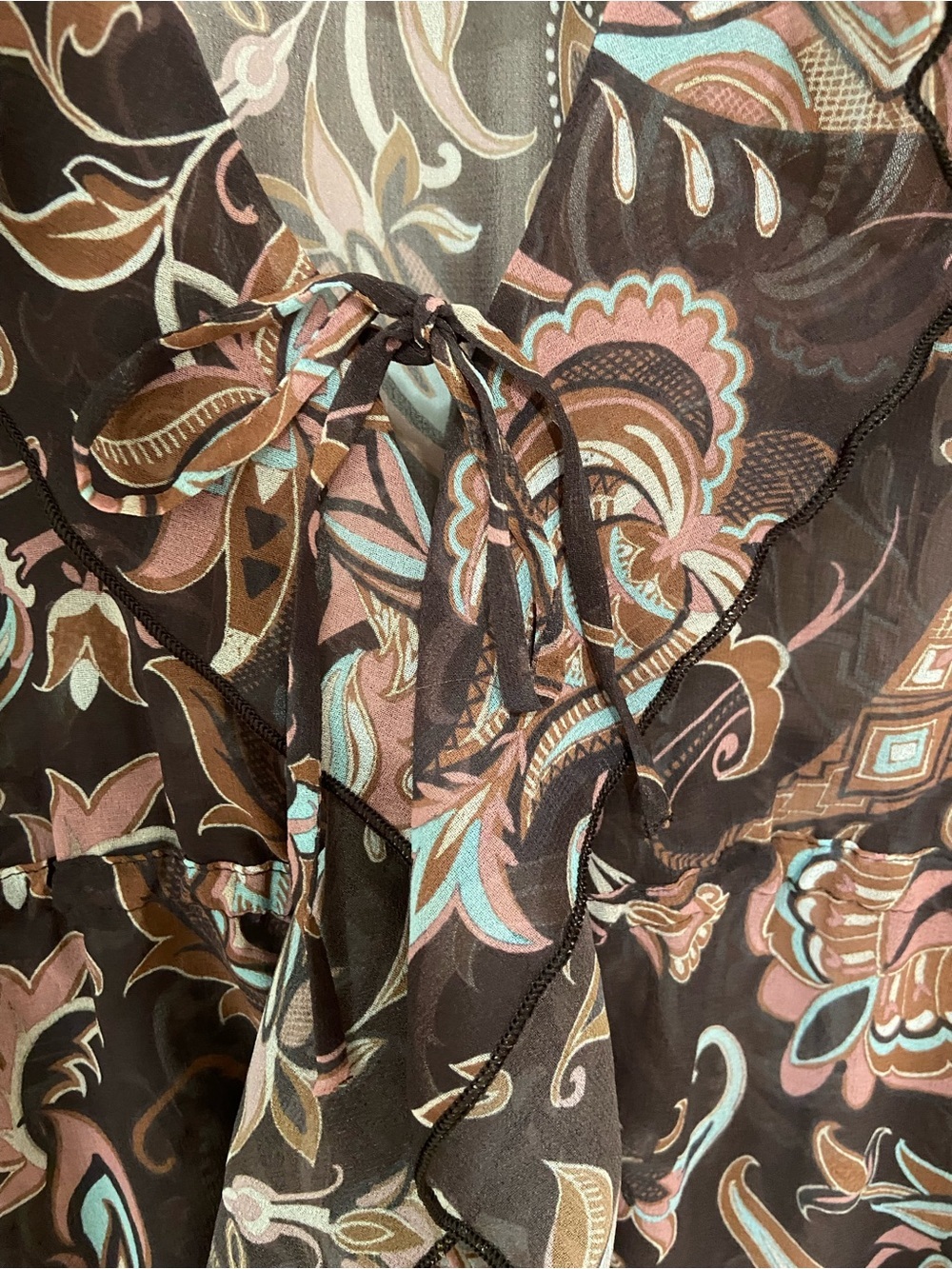 Aritzia Wilfred NWT Mina Floral Ruffle Bow Tie Shear Midi Dress Size Medium - Picture 6 of 10